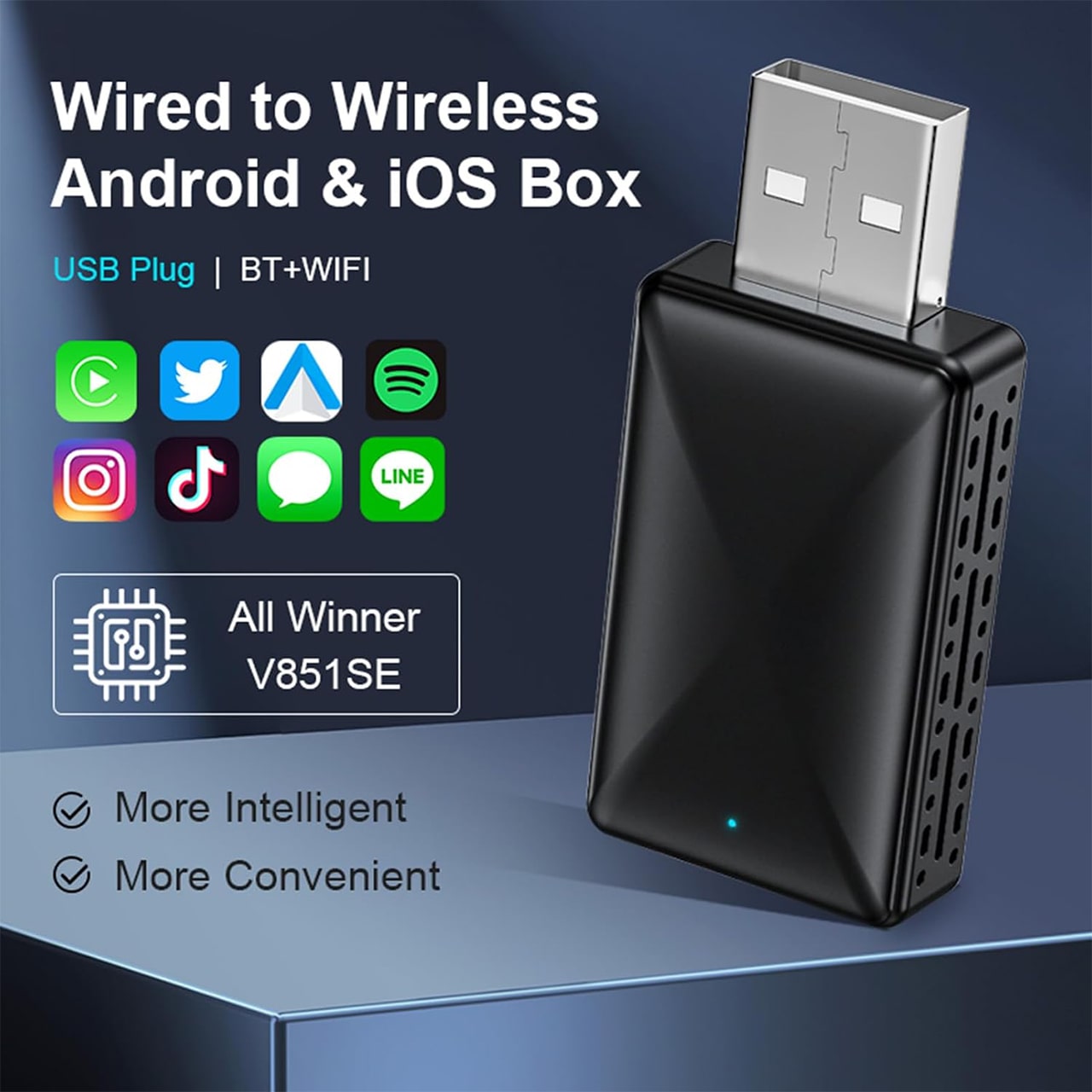 CarPlay, USB stick za bežičnu povezanost automobila s Apple CarPlay i Android Auto - Image 1