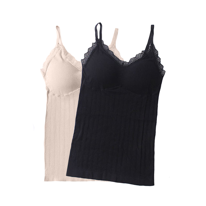 ComfortTop, 1 + 1 BESPLATNO Komplet majica s podstavljenim naramenicama u crnoj i bež boji