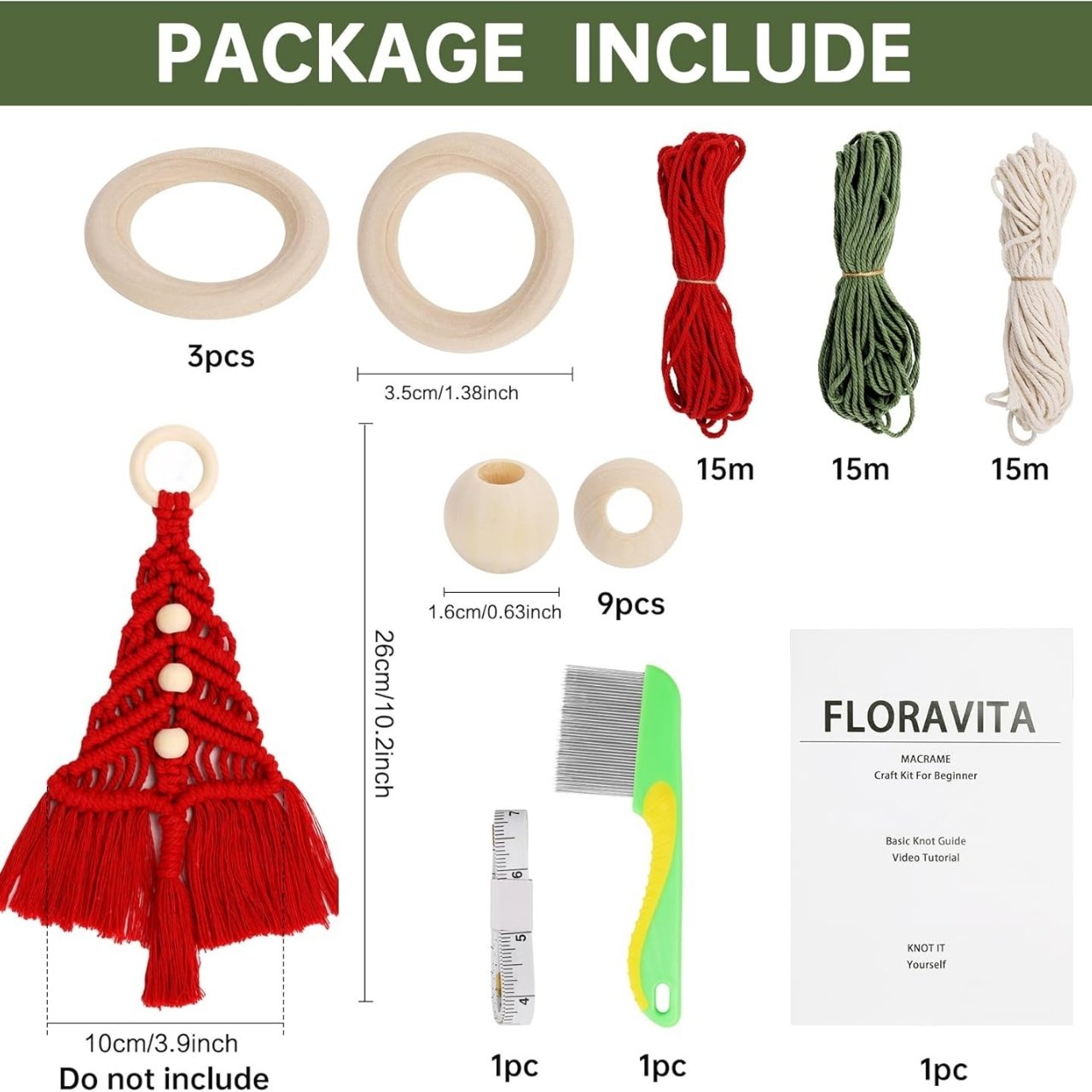 CraftKit, božićni komplet za izradu makrame ukrasa - Image 4