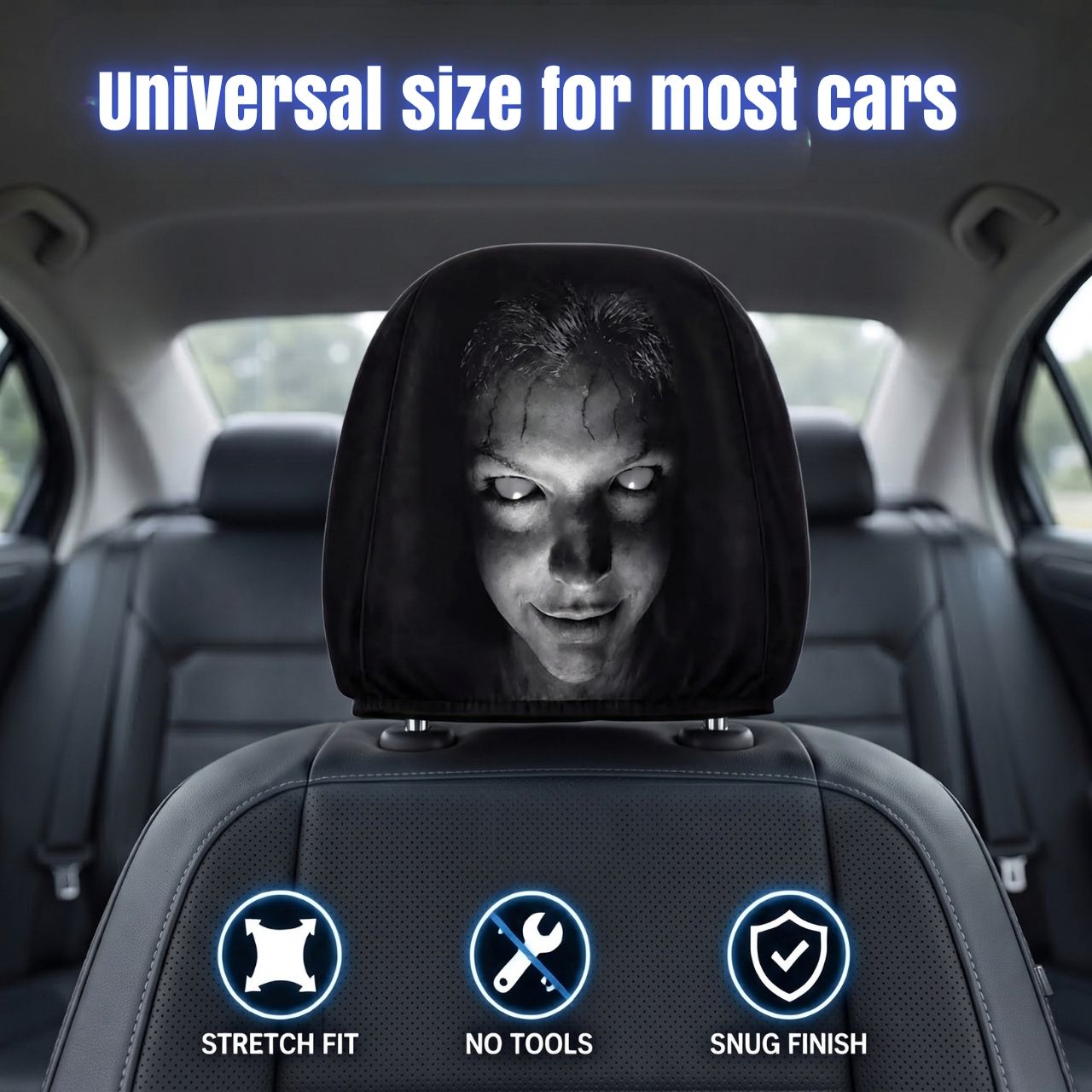 Strašna navlaka za naslon za glavu u automobilu (1+1 GRATIS), GhostFace - Image 6