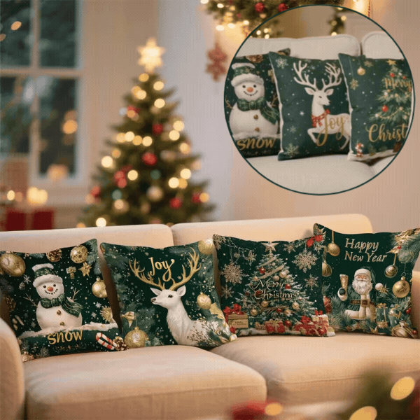 Božićne navlake za jastuke (4 komada), GreenXmass - Image 1