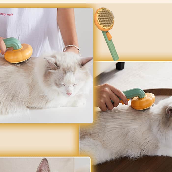 PumpkinComb, četka za kućne ljubimce s gumbom za jednostavno čišćenje - Image 1