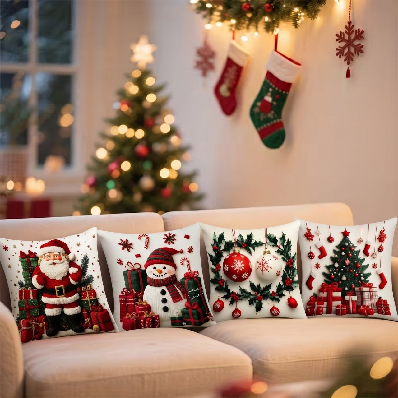 Božićne navlake za jastuke (4 komada), RedXmass - Image 10
