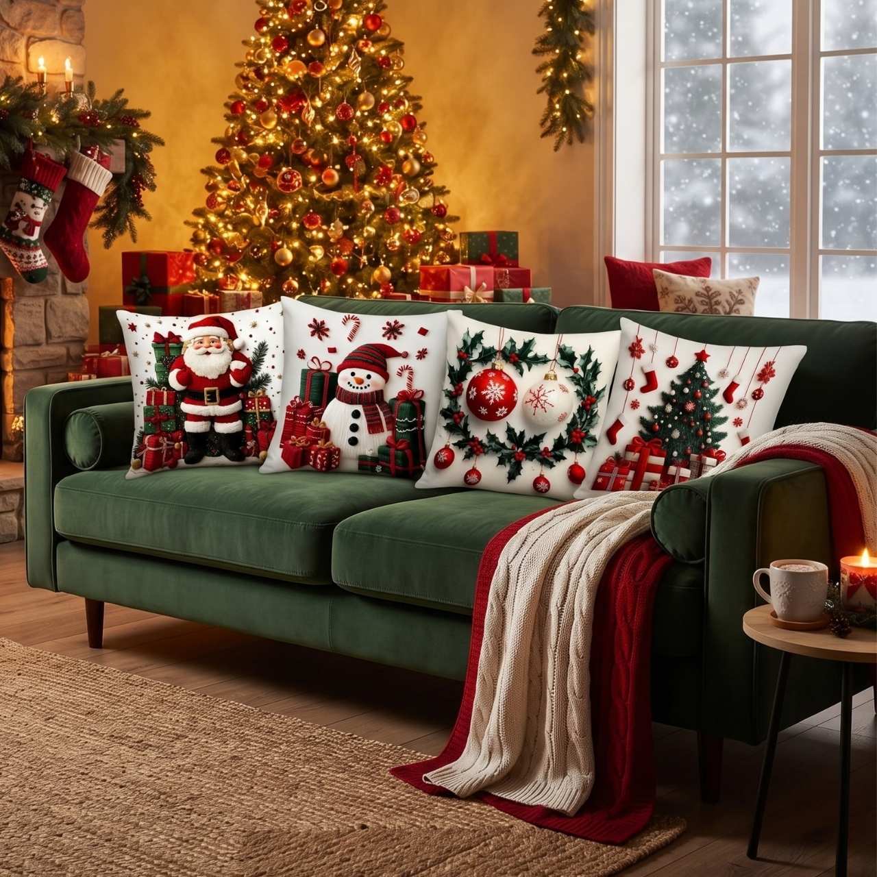 Božićne navlake za jastuke (4 komada), RedXmass - Image 3