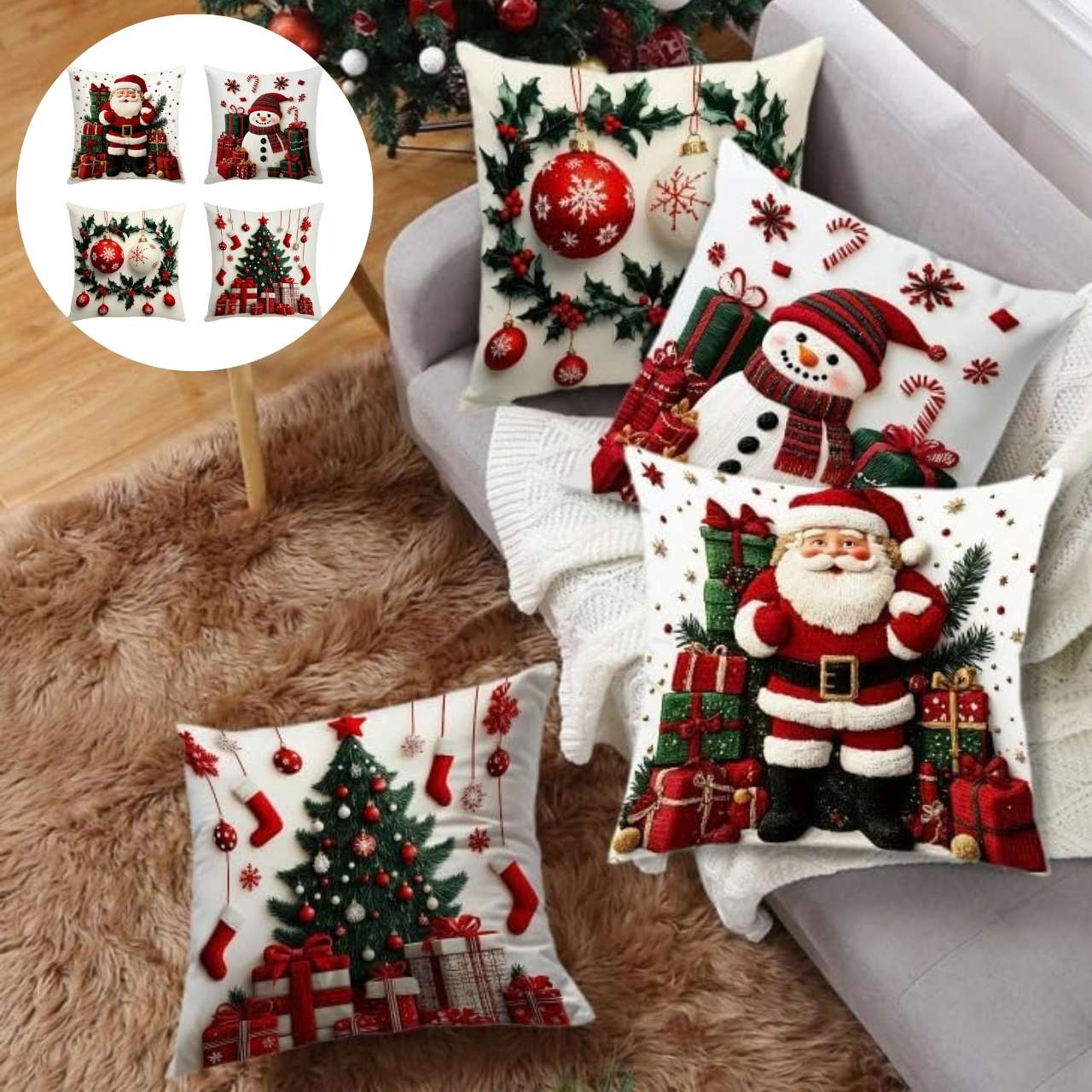 Božićne navlake za jastuke (4 komada), RedXmass - Image 9