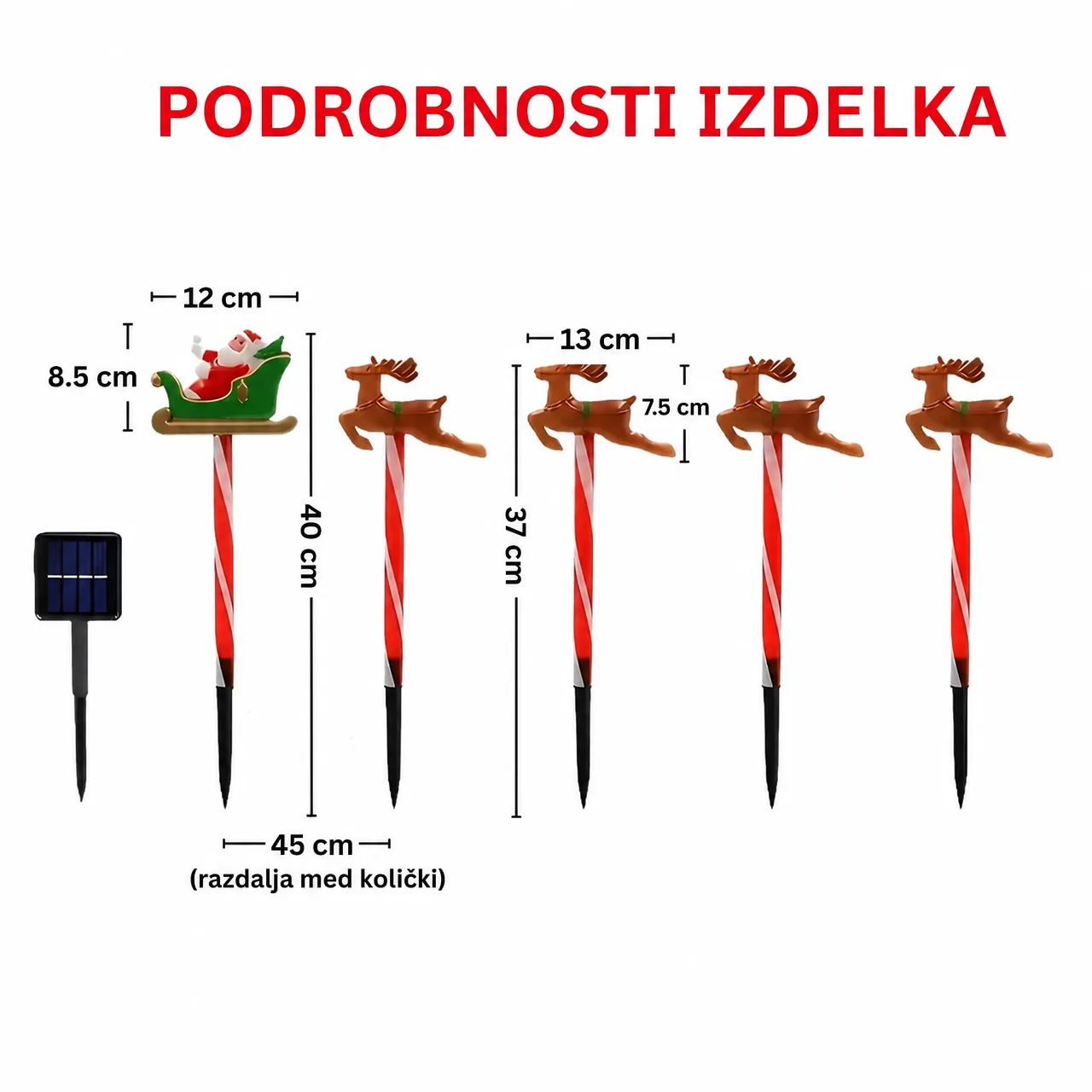 Božićna vrtna dekoracija s Djedom Mrazom i sobovima, ReinDeers - Image 5