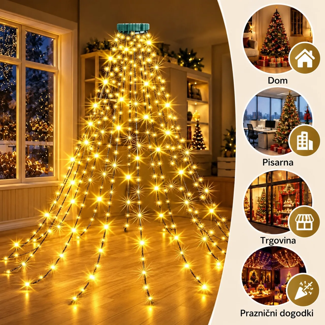 LED božićne lampice s daljinskim upravljačem, TreeRing - Image 4