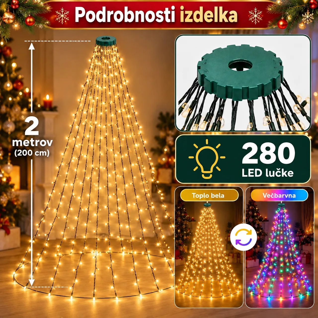 LED božićne lampice s daljinskim upravljačem, TreeRing - Image 7
