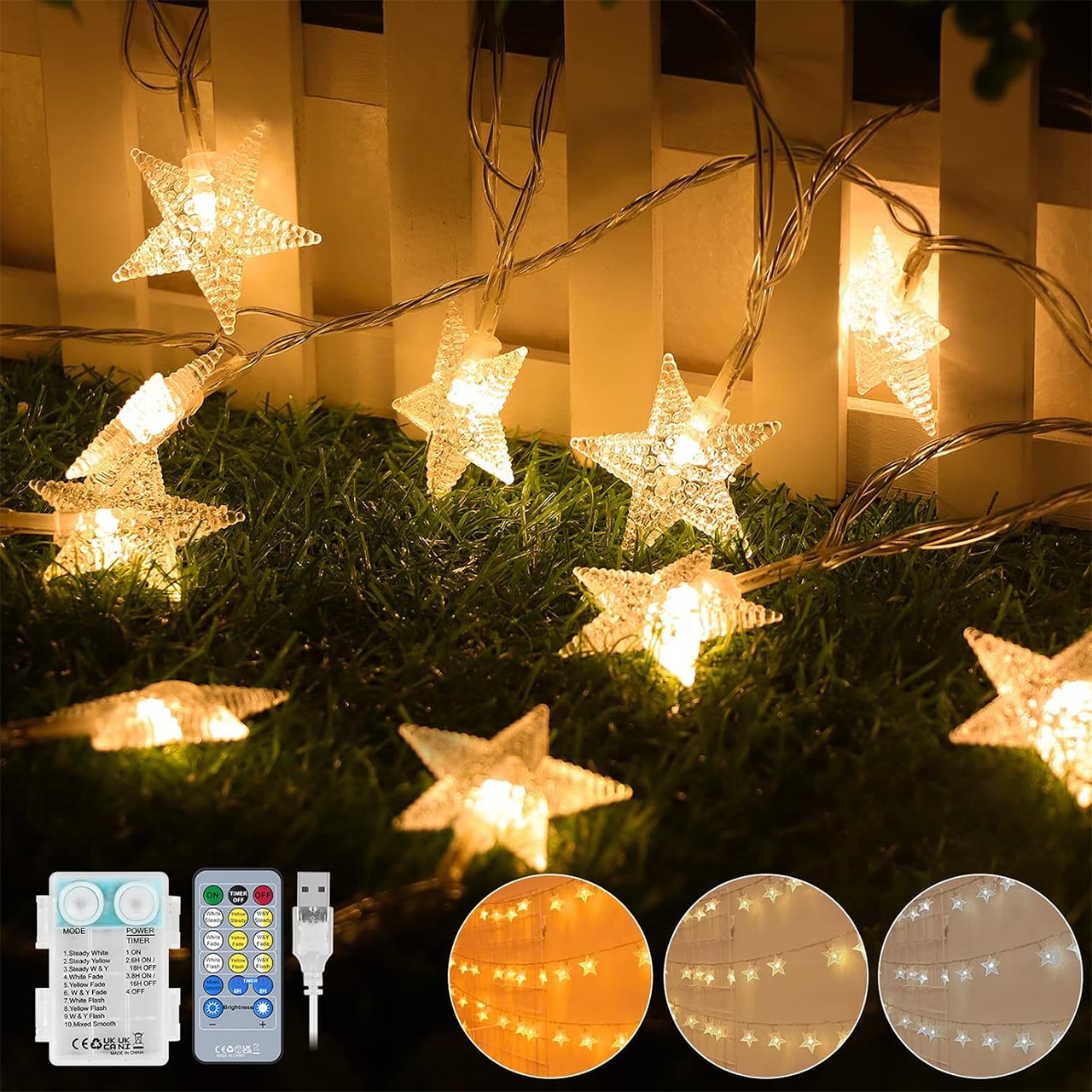 Twinkles, svjetlosni lanac s lampicama u obliku zvijezda (6 m) - Image 2